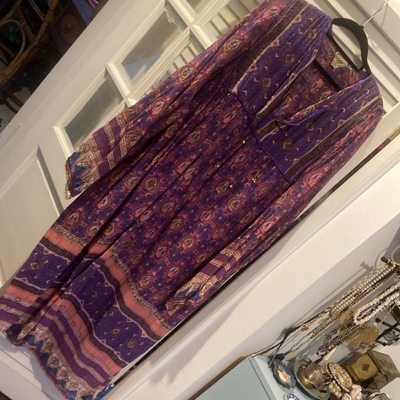 Vintage Indian cotton gauze block print dress - Picture 2 of 6